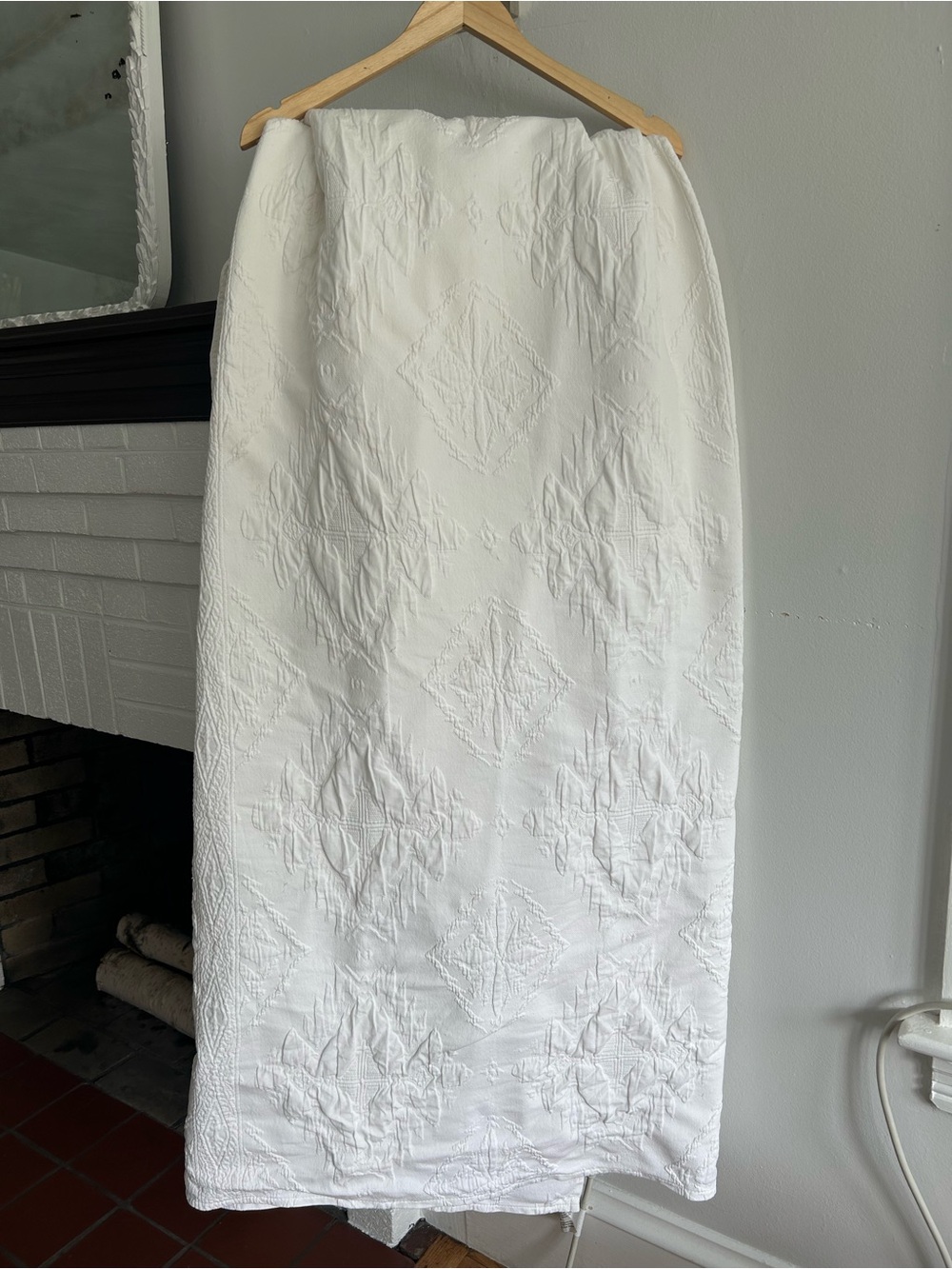 Ralph Lauren Matelasse White Quilted Bedspread